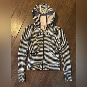 Lululemon Athletica Navy and White Striped Hoodie